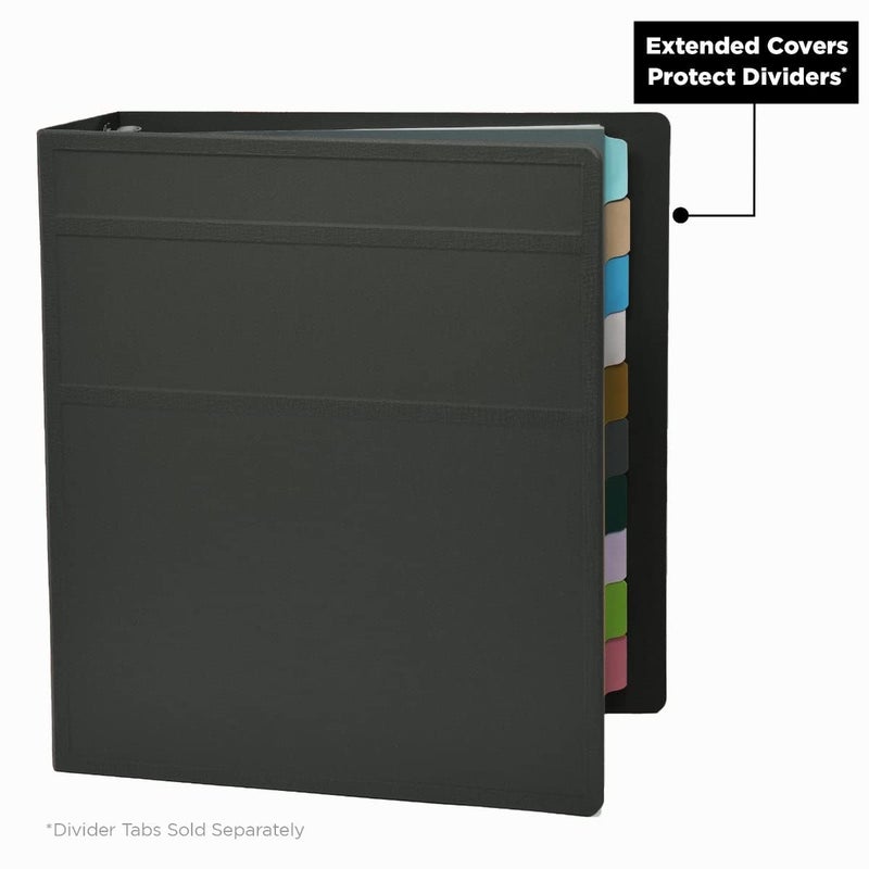 Carstens 2-Inch Heavy Duty 3-Ring Binder - Side Opening, Charcoal Gray, Durable Plastic, Precision No-Gap Rings, Waterproof Covers, No Pockets, Holds 300 Letter Sheets, BPA-Free, Made in USA (5821-3R) - Image 5